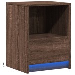vidaXL Noptieră cu lumini LED, stejar maro, lemn prelucrat vidaXL Noptieră cu lumini LED, stejar maro, lemn prelucrat