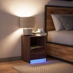 vidaXL Noptieră cu lumini LED, stejar maro, lemn prelucrat vidaXL Noptieră cu lumini LED, stejar maro, lemn prelucrat