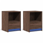 vidaXL Noptiere cu lumini LED, 2 buc., stejar maro, lemn prelucrat vidaXL Noptiere cu lumini LED, 2 buc., stejar maro, lemn prelucrat