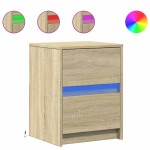 vidaXL Noptieră cu lumini LED, stejar sonoma, lemn prelucrat vidaXL Noptieră cu lumini LED, stejar sonoma, lemn prelucrat