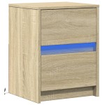 vidaXL Noptieră cu lumini LED, stejar sonoma, lemn prelucrat vidaXL Noptieră cu lumini LED, stejar sonoma, lemn prelucrat