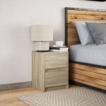 vidaXL Noptieră cu lumini LED, stejar sonoma, lemn prelucrat vidaXL Noptieră cu lumini LED, stejar sonoma, lemn prelucrat
