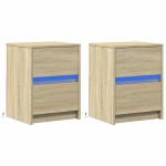 vidaXL Noptiere cu lumini LED, 2 buc., stejar sonoma, lemn prelucrat