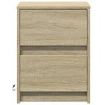 vidaXL Noptiere cu lumini LED, 2 buc., stejar sonoma, lemn prelucrat