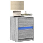 vidaXL Noptiere cu lumini LED, 2 buc., sonoma gri, lemn prelucrat vidaXL Noptiere cu lumini LED, 2 buc., sonoma gri, lemn prelucrat
