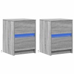 vidaXL Noptiere cu lumini LED, 2 buc., sonoma gri, lemn prelucrat vidaXL Noptiere cu lumini LED, 2 buc., sonoma gri, lemn prelucrat