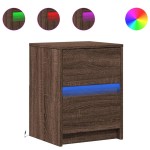 vidaXL Noptieră cu lumini LED, stejar maro, lemn prelucrat vidaXL Noptieră cu lumini LED, stejar maro, lemn prelucrat
