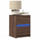 vidaXL Noptieră cu lumini LED, stejar maro, lemn prelucrat vidaXL Noptieră cu lumini LED, stejar maro, lemn prelucrat