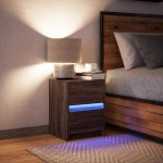 vidaXL Noptieră cu lumini LED, stejar maro, lemn prelucrat vidaXL Noptieră cu lumini LED, stejar maro, lemn prelucrat