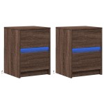 vidaXL Noptiere cu lumini LED, 2 buc., stejar maro, lemn prelucrat
