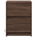vidaXL Noptiere cu lumini LED, 2 buc., stejar maro, lemn prelucrat