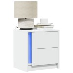 vidaXL Noptieră cu lumini LED, alb, lemn prelucrat vidaXL Noptieră cu lumini LED, alb, lemn prelucrat