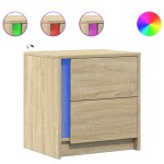 vidaXL Noptieră cu lumini LED, stejar sonoma, lemn prelucrat vidaXL Noptieră cu lumini LED, stejar sonoma, lemn prelucrat