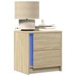 vidaXL Noptieră cu lumini LED, stejar sonoma, lemn prelucrat vidaXL Noptieră cu lumini LED, stejar sonoma, lemn prelucrat