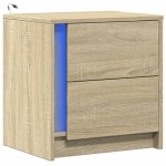 vidaXL Noptieră cu lumini LED, stejar sonoma, lemn prelucrat vidaXL Noptieră cu lumini LED, stejar sonoma, lemn prelucrat