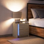 vidaXL Noptieră cu lumini LED, stejar sonoma, lemn prelucrat vidaXL Noptieră cu lumini LED, stejar sonoma, lemn prelucrat