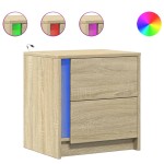 vidaXL Noptiere cu lumini LED, 2 buc., stejar sonoma, lemn prelucrat vidaXL Noptiere cu lumini LED, 2 buc., stejar sonoma, lemn prelucrat
