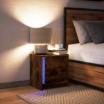 vidaXL Noptieră cu lumini LED, stejar fumuriu, lemn prelucrat vidaXL Noptieră cu lumini LED, stejar fumuriu, lemn prelucrat