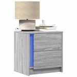 vidaXL Noptieră cu lumini LED, sonoma gri, lemn prelucrat vidaXL Noptieră cu lumini LED, sonoma gri, lemn prelucrat