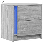 vidaXL Noptieră cu lumini LED, sonoma gri, lemn prelucrat vidaXL Noptieră cu lumini LED, sonoma gri, lemn prelucrat