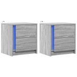 vidaXL Noptiere cu lumini LED, 2 buc., sonoma gri, lemn prelucrat