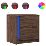 vidaXL Noptieră cu lumini LED, stejar maro, lemn prelucrat vidaXL Noptieră cu lumini LED, stejar maro, lemn prelucrat