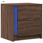vidaXL Noptieră cu lumini LED, stejar maro, lemn prelucrat vidaXL Noptieră cu lumini LED, stejar maro, lemn prelucrat