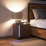 vidaXL Noptieră cu lumini LED, stejar maro, lemn prelucrat vidaXL Noptieră cu lumini LED, stejar maro, lemn prelucrat