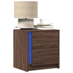 vidaXL Noptiere cu lumini LED, 2 buc., stejar maro, lemn prelucrat vidaXL Noptiere cu lumini LED, 2 buc., stejar maro, lemn prelucrat