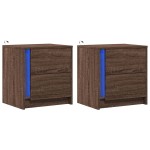vidaXL Noptiere cu lumini LED, 2 buc., stejar maro, lemn prelucrat vidaXL Noptiere cu lumini LED, 2 buc., stejar maro, lemn prelucrat