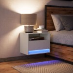 vidaXL Noptieră montată pe perete cu lumini LED, alb
