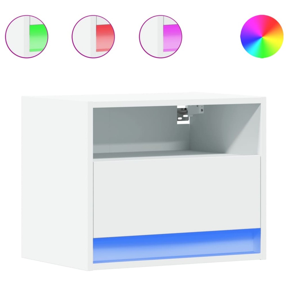 vidaXL Noptiere montate pe perete cu lumini LED, 2 buc., alb