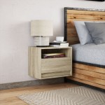 vidaXL Noptieră montată pe perete cu lumini LED, stejar sonoma