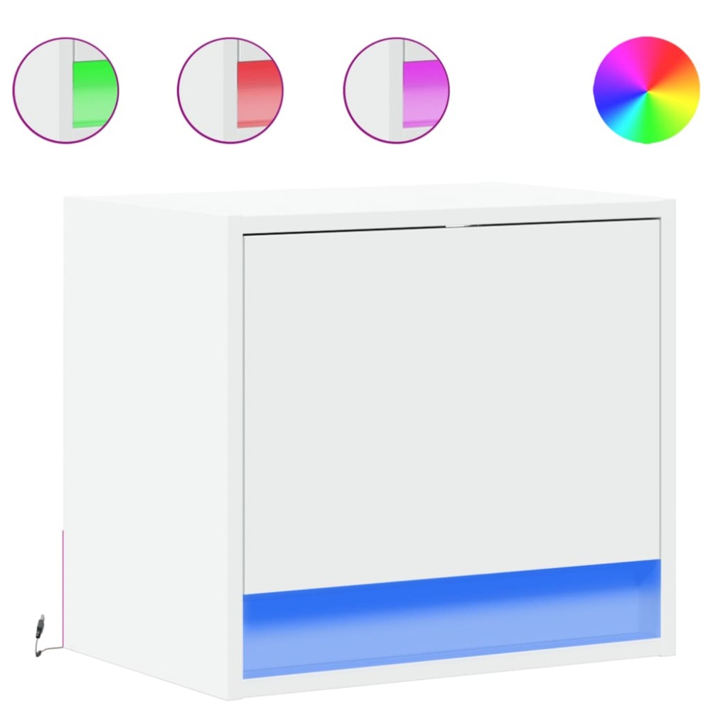 vidaXL Noptiere montate pe perete cu lumini LED, 2 buc., alb
