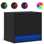 vidaXL Noptieră montată pe perete cu lumini LED, negru