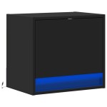 vidaXL Noptieră montată pe perete cu lumini LED, negru