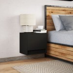 vidaXL Noptieră montată pe perete cu lumini LED, negru