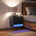 vidaXL Noptieră montată pe perete cu lumini LED, negru