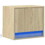 vidaXL Noptieră montată pe perete cu lumini LED, stejar sonoma
