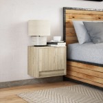 vidaXL Noptieră montată pe perete cu lumini LED, stejar sonoma