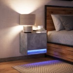 vidaXL Noptieră montată pe perete cu lumini LED, gri beton