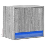 vidaXL Noptieră montată pe perete cu lumini LED, sonoma gri