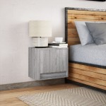 vidaXL Noptieră montată pe perete cu lumini LED, sonoma gri