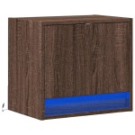 vidaXL Noptieră montată pe perete cu lumini LED, stejar maro