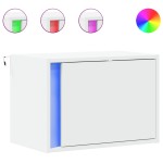 vidaXL Noptieră montată pe perete cu lumini LED, alb