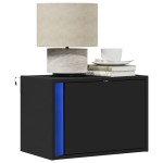 vidaXL Noptieră montată pe perete cu lumini LED, negru