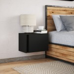 vidaXL Noptieră montată pe perete cu lumini LED, negru