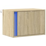 vidaXL Noptieră montată pe perete cu lumini LED, stejar sonoma
