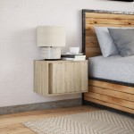 vidaXL Noptieră montată pe perete cu lumini LED, stejar sonoma
