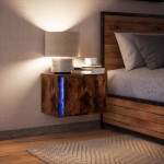 vidaXL Noptieră montată pe perete cu lumini LED, stejar fumuriu